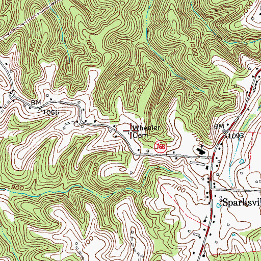Topographic Map of Wheeler Cemetery, KY