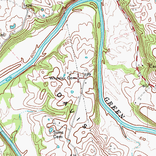 Topographic Map of Wheeler Cemetery, KY