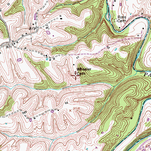 Topographic Map of Wheeler Cemetery, KY