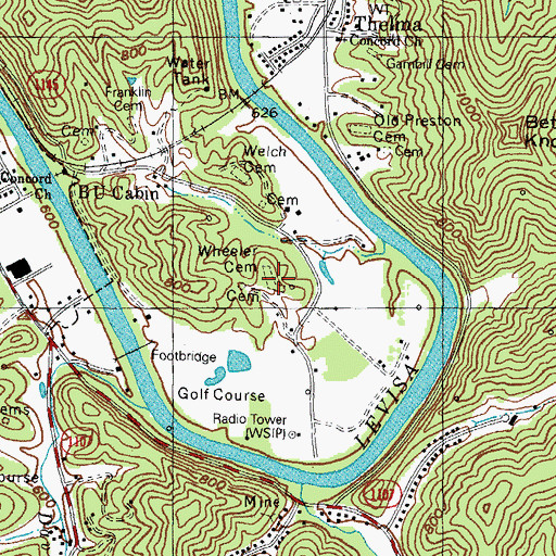 Topographic Map of Wheeler Cemetery, KY