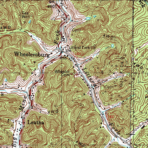 Topographic Map of Wheeler Cemetery, KY