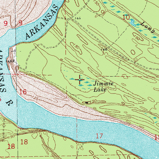 Topographic Map of Jimmie Lake, AR