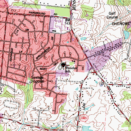 Topographic Map of Wheeler School, KY