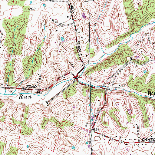 Topographic Map of Wheelers Run, KY
