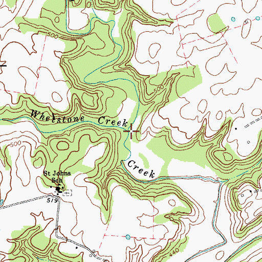 Topographic Map of Whetstone Creek, KY