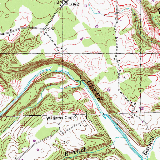 Topographic Map of Whetstone Creek, KY