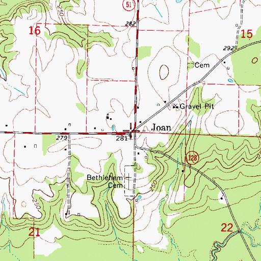 Topographic Map of Joan, AR
