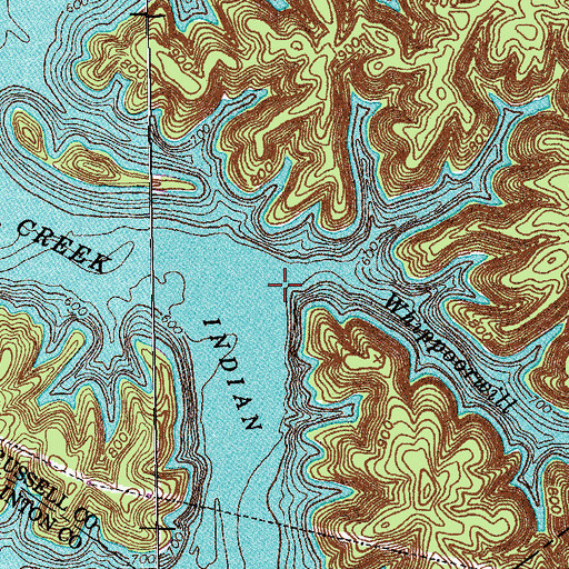 Topographic Map of Whippoorwill Creek, KY