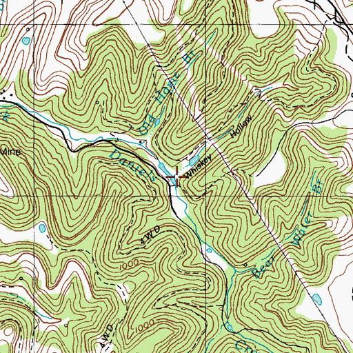 Topographic Map of Whiskey Hollow, KY