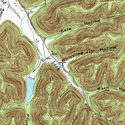 Topographic Map of Whistling Jim Hollow, KY