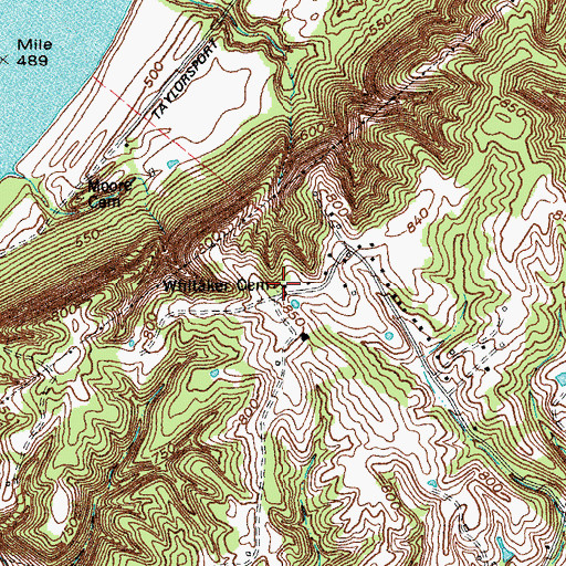Topographic Map of Whitaker Cemetery, KY