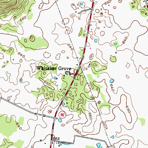Topographic Map of Whitaker Grove Church, KY