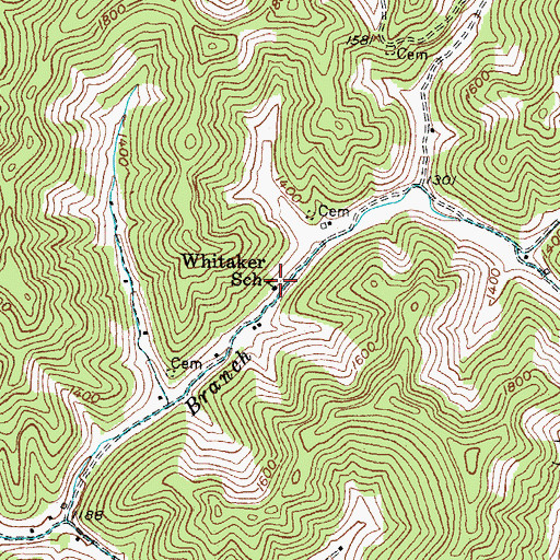 Topographic Map of Whitaker School, KY