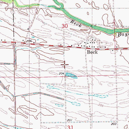 Topographic Map of Joe Beck Plantation, AR