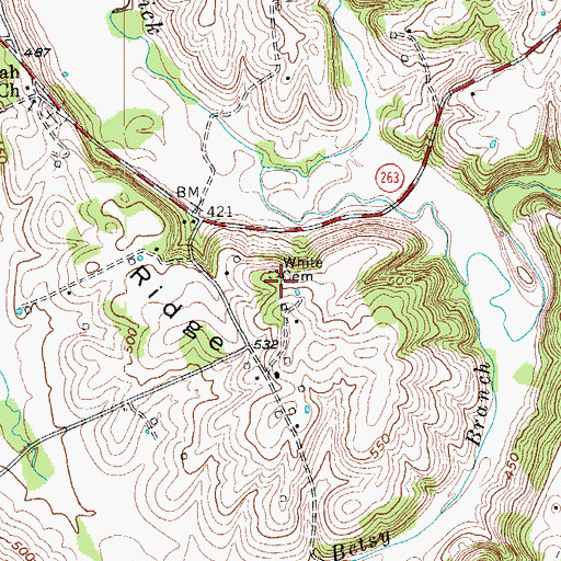 Topographic Map of White Cemetery, KY