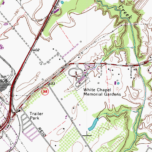 Topographic Map of White Chapel Memorial Gardens, KY