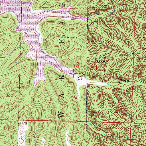 Topographic Map of Joe Creek, AR