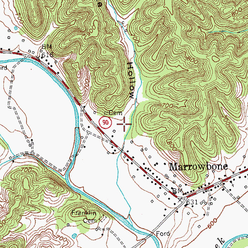 Topographic Map of White Hollow, KY