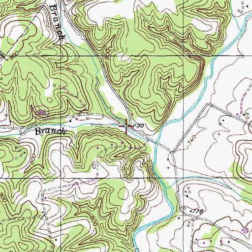 Topographic Map of White Oak Branch, KY