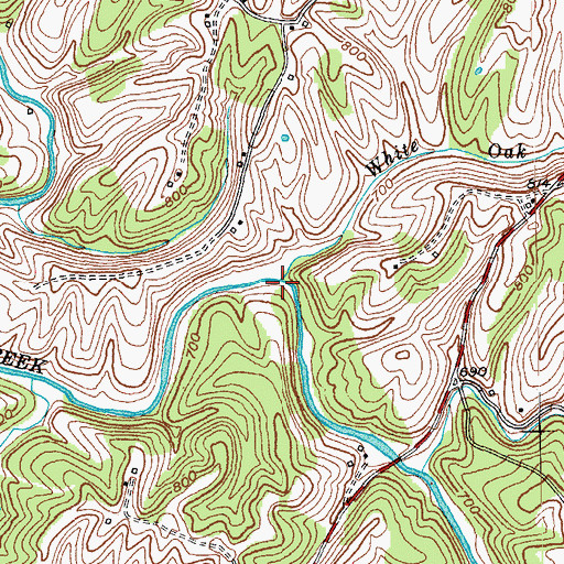 Topographic Map of White Oak Branch, KY