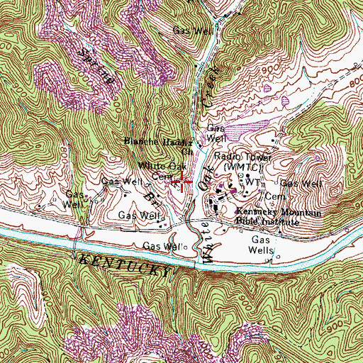 Topographic Map of White Oak Cemetery, KY
