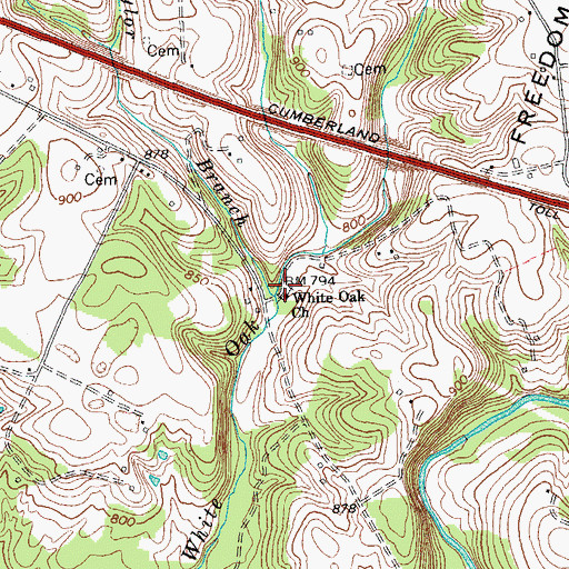 Topographic Map of White Oak Church, KY