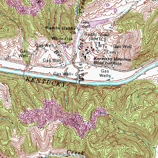 Topographic Map of White Oak Creek, KY