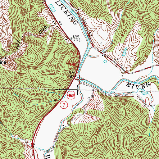 Topographic Map of White Oak Creek, KY