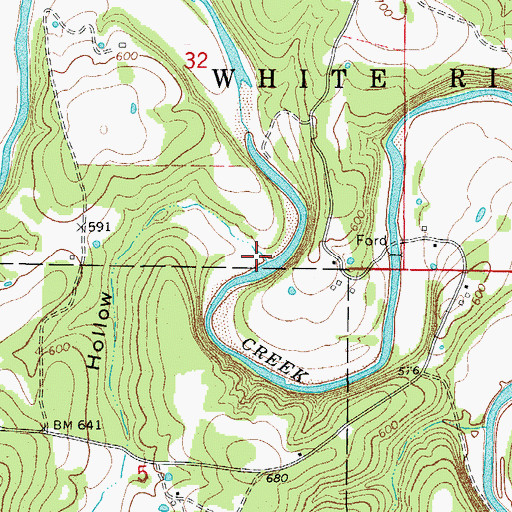 Topographic Map of John Treat Hollow, AR