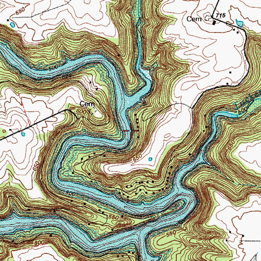 Topographic Map of White Oak Creek, KY