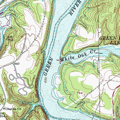 Topographic Map of White Oak Creek, KY