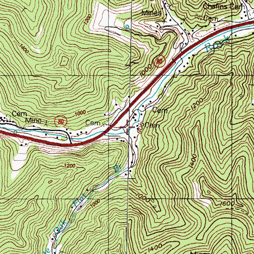 Topographic Map of White Oak Flat Branch, KY