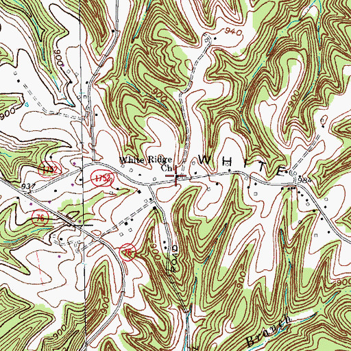Topographic Map of White Ridge Church, KY