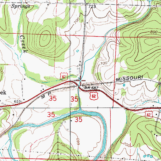 Topographic Map of Johnnie Creek, AR