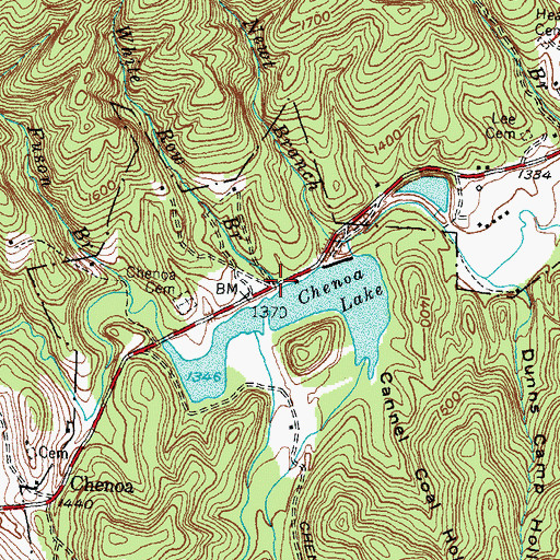 Topographic Map of White Row Branch, KY