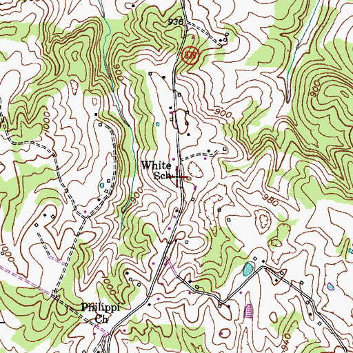 Topographic Map of White School (historical), KY