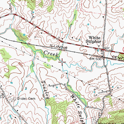 Topographic Map of White Sulphur Creek, KY