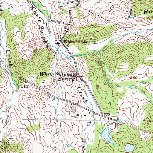 Topographic Map of White Sulphur Spring, KY