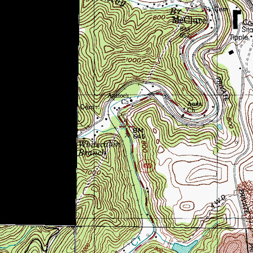 Topographic Map of Whitecabin Branch, KY