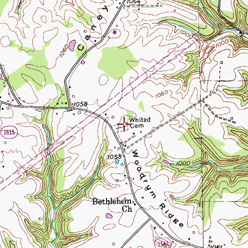 Topographic Map of Whited Cemetery, KY
