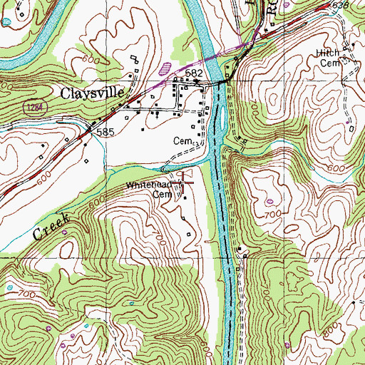 Topographic Map of Whitehead Cemetery, KY