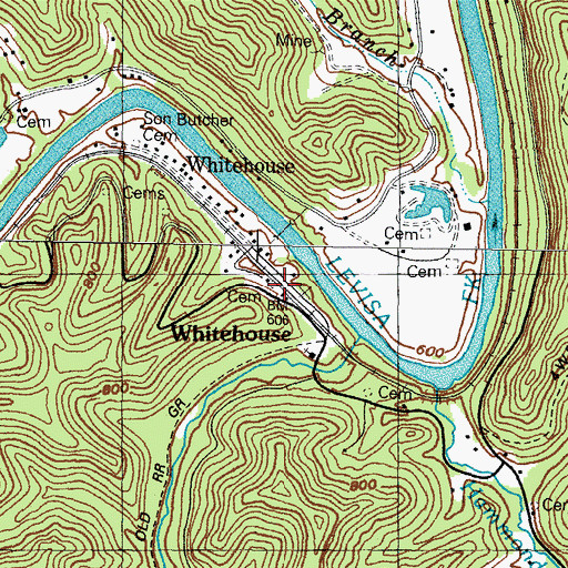 Topographic Map of Whitehouse, KY