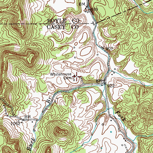 Topographic Map of Whitehouse Cemetery, KY
