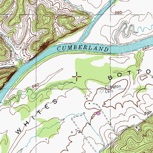 Topographic Map of Whites Bottom, KY