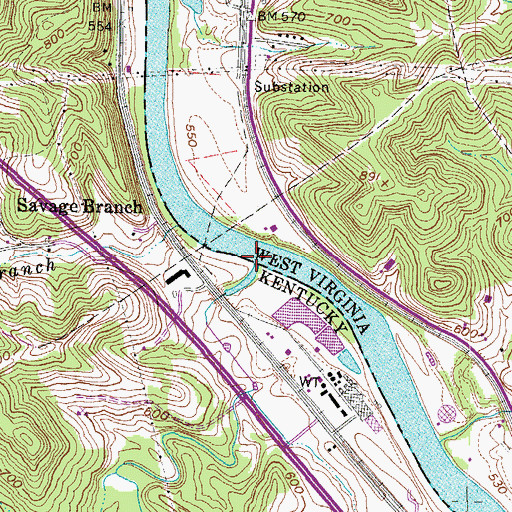 Topographic Map of Whites Creek, KY