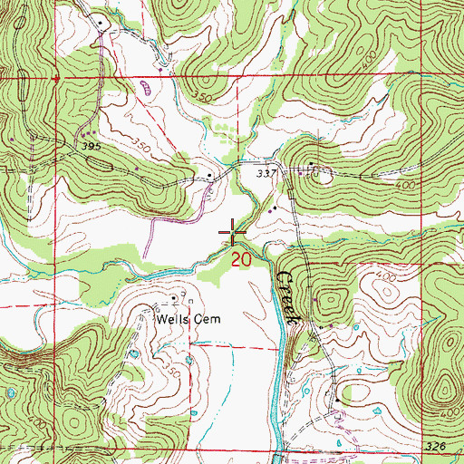 Topographic Map of Johns Creek, AR