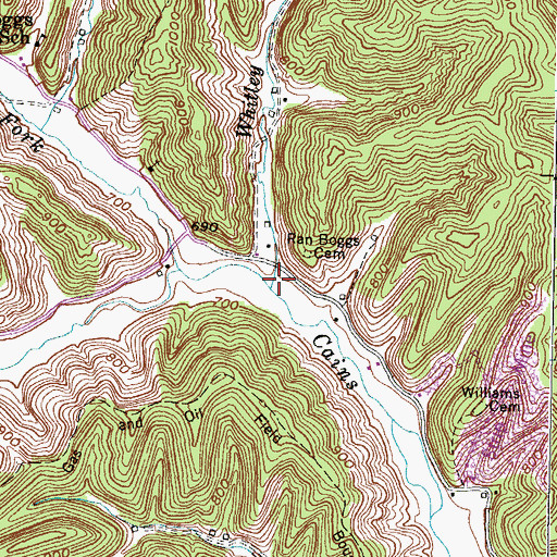 Topographic Map of Whitley Branch, KY