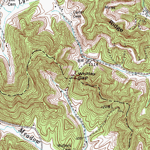 Topographic Map of Whitley Gap, KY