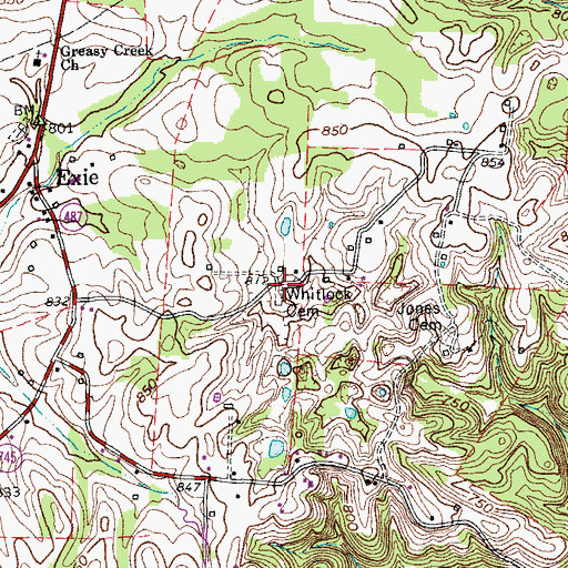 Topographic Map of Whitlock Cemetery, KY