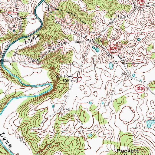 Topographic Map of Whitlow Cemetery, KY